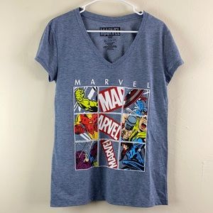 NWOT Marvel XL Kids V Neck Shirt Adult Small